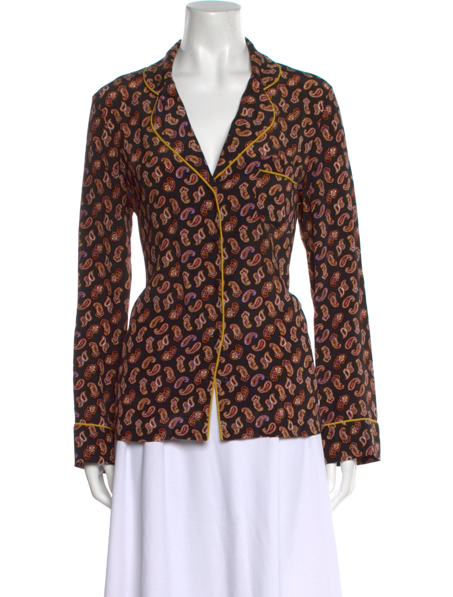 Diane von Furstenberg Printed Long Sleeve Button-Up Top