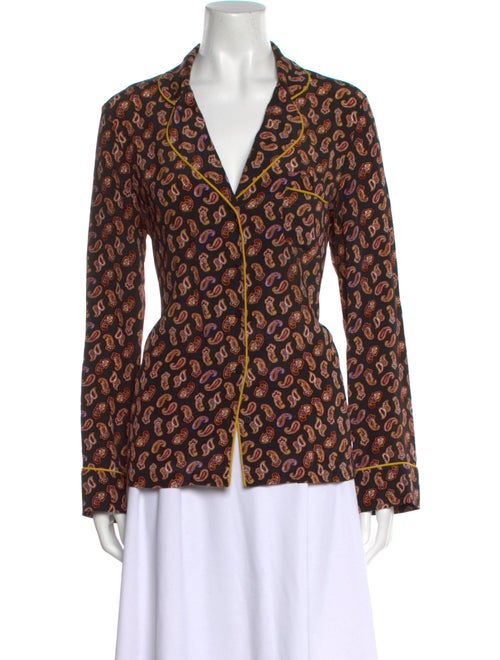 Diane von Furstenberg Printed Long Sleeve Button-Up Top