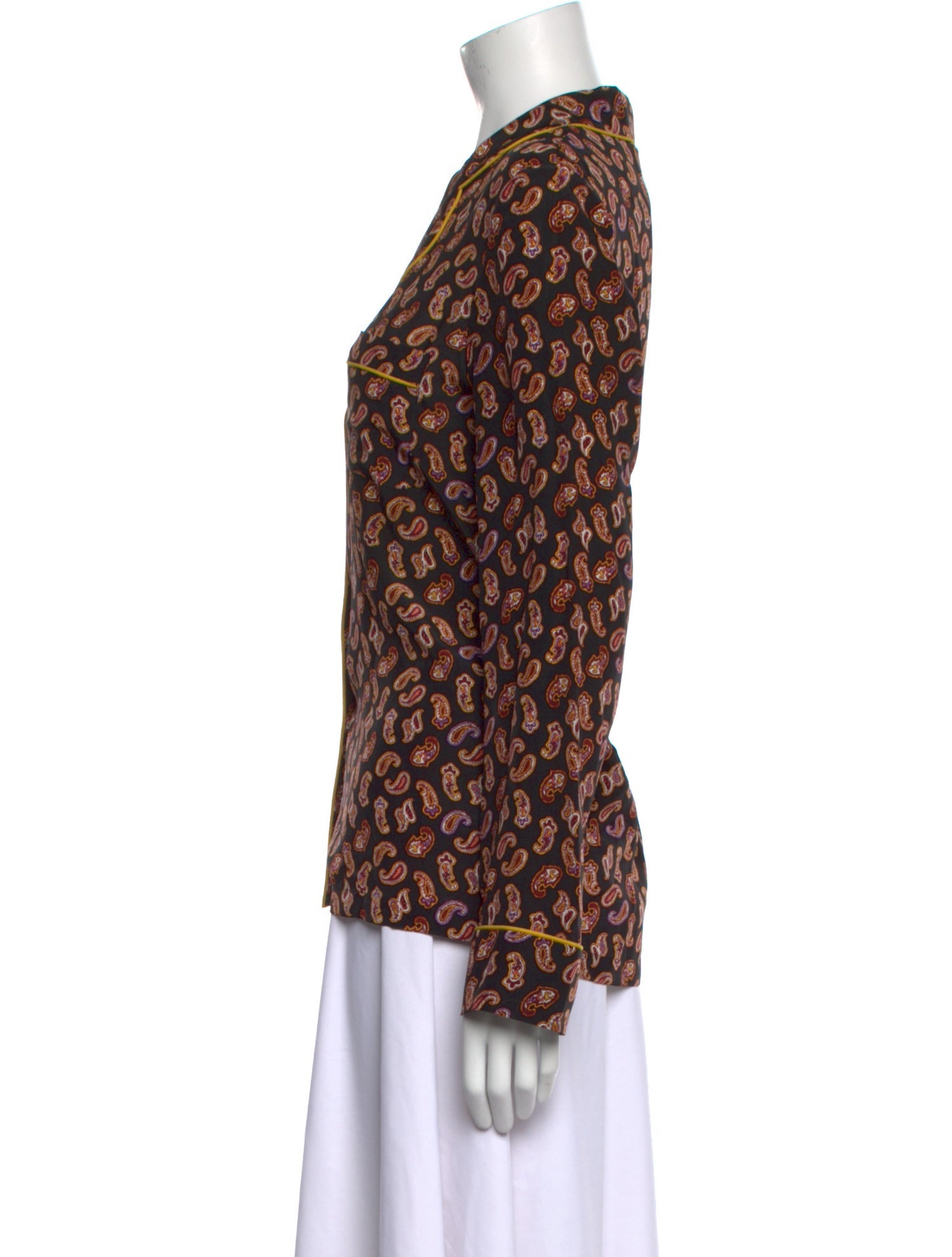 Diane von Furstenberg Printed Long Sleeve Button-Up Top