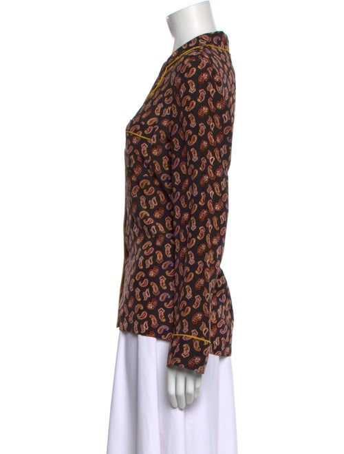 Diane von Furstenberg Printed Long Sleeve Button-Up Top