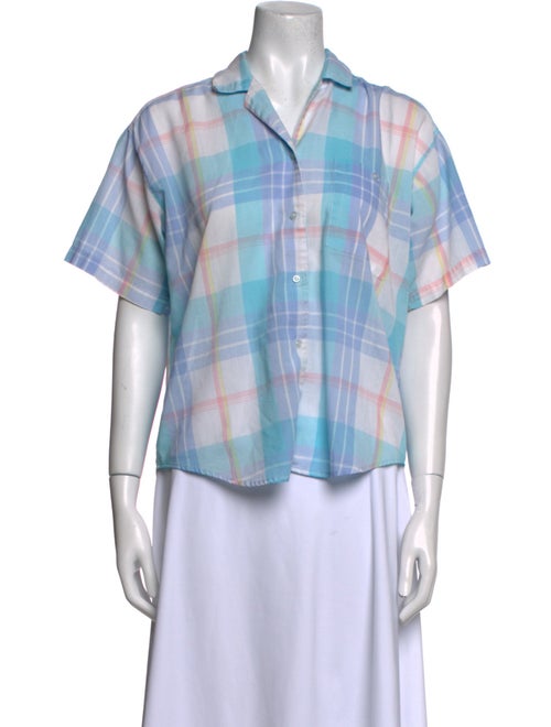 Diane von Furstenberg Plaid Print Short Sleeve Button-Up Top