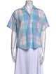 Diane von Furstenberg Plaid Print Short Sleeve Button-Up Top