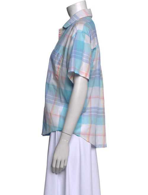 Diane von Furstenberg Plaid Print Short Sleeve Button-Up Top