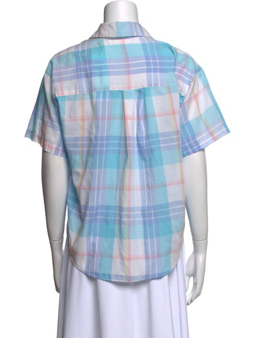 Diane von Furstenberg Plaid Print Short Sleeve Button-Up Top