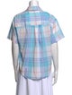 Diane von Furstenberg Plaid Print Short Sleeve Button-Up Top