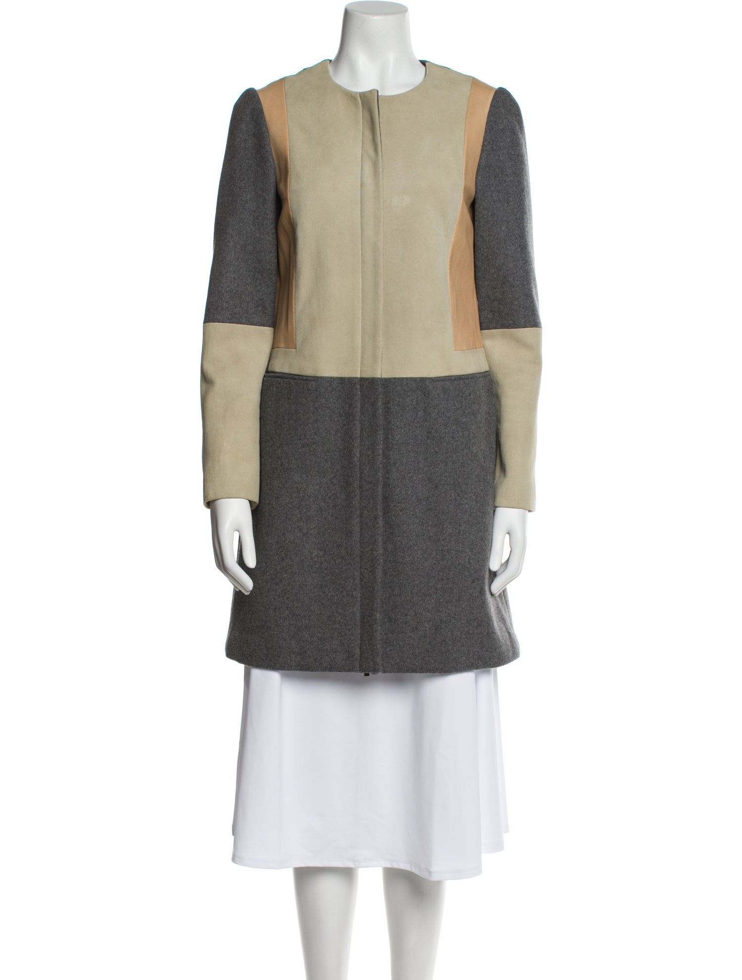 Diane von Furstenberg Wool Colorblock Pattern Coat