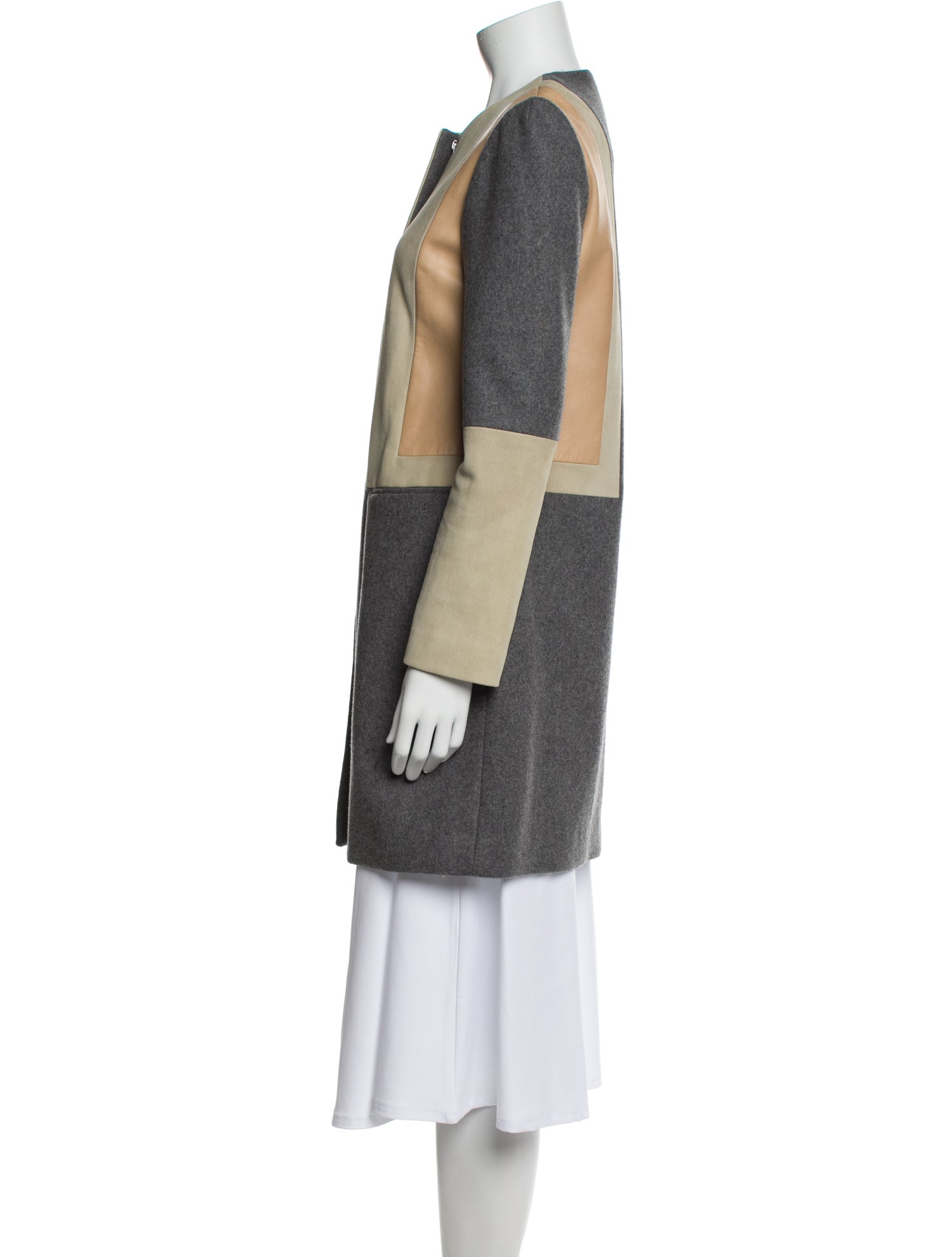 Diane von Furstenberg Wool Colorblock Pattern Coat