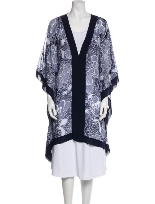 Diane von Furstenberg Floral Print Mesh Accents Robe