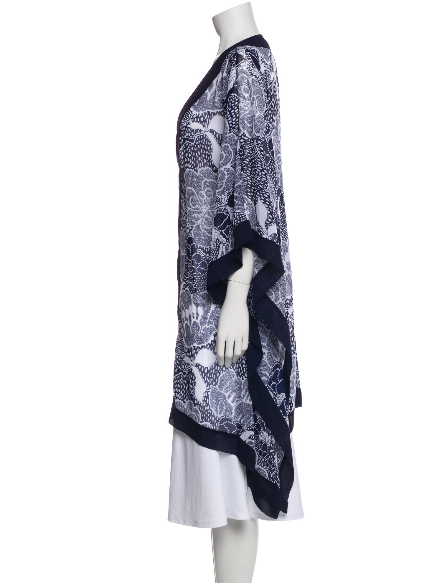 Diane von Furstenberg Floral Print Mesh Accents Robe