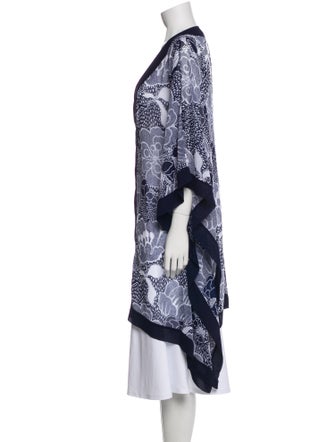 Diane von Furstenberg Floral Print Mesh Accents Robe