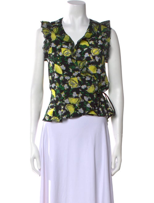 Diane von Furstenberg Silk Floral Print Crop Top