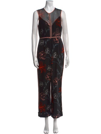 Diane von Furstenberg Silk Floral Print Jumpsuit