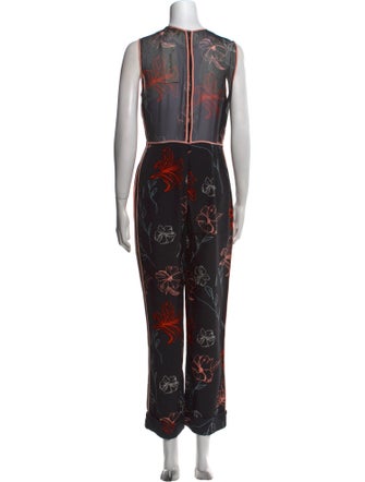 Diane von Furstenberg Silk Floral Print Jumpsuit