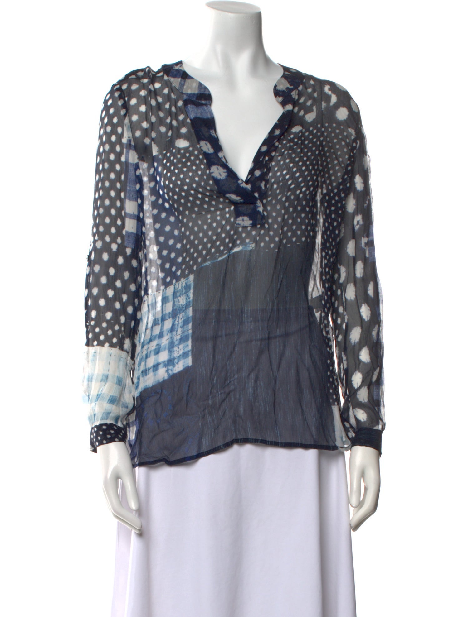 Diane von Furstenberg Silk Polka Dot Print Blouse