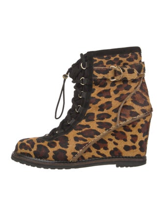 Diane von Furstenberg Ponyhair Animal Print Lace-Up Boots