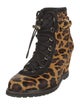 Diane von Furstenberg Ponyhair Animal Print Lace-Up Boots