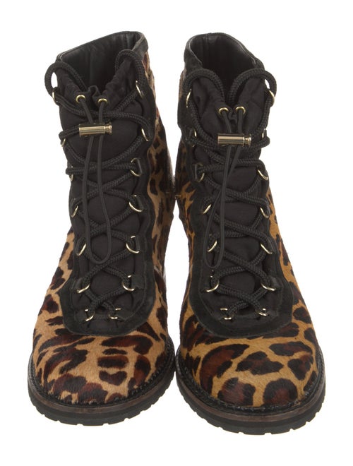 Diane von Furstenberg Ponyhair Animal Print Lace-Up Boots