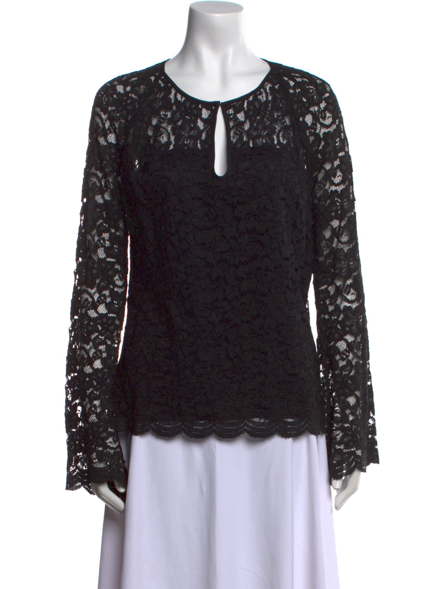 Diane von Furstenberg Lace Pattern Scoop Neck Blouse