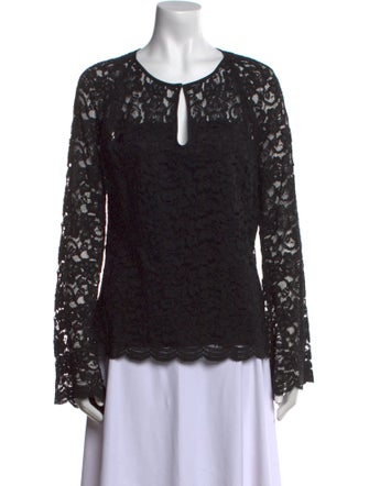 Diane von Furstenberg Lace Pattern Scoop Neck Blouse