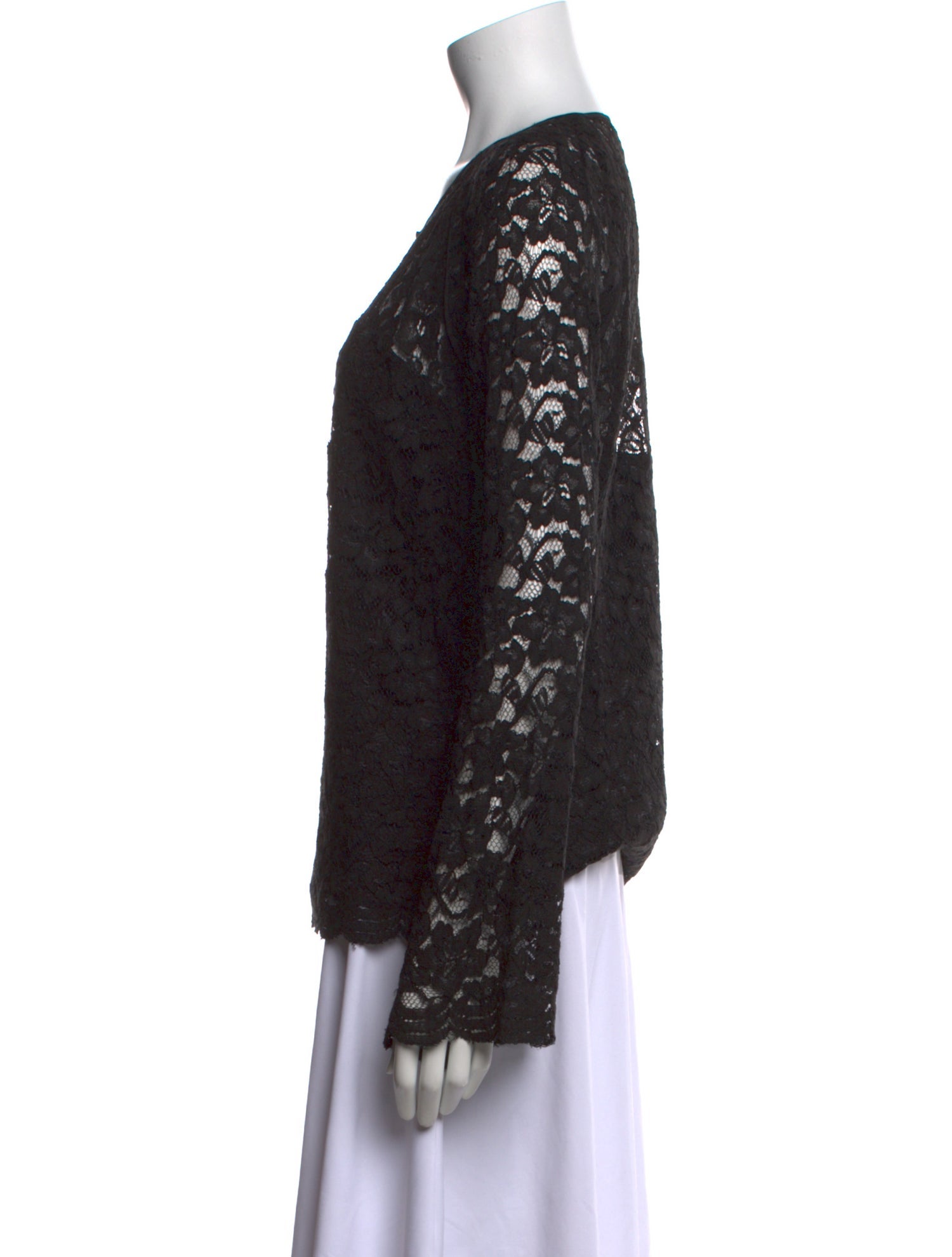 Diane von Furstenberg Lace Pattern Scoop Neck Blouse