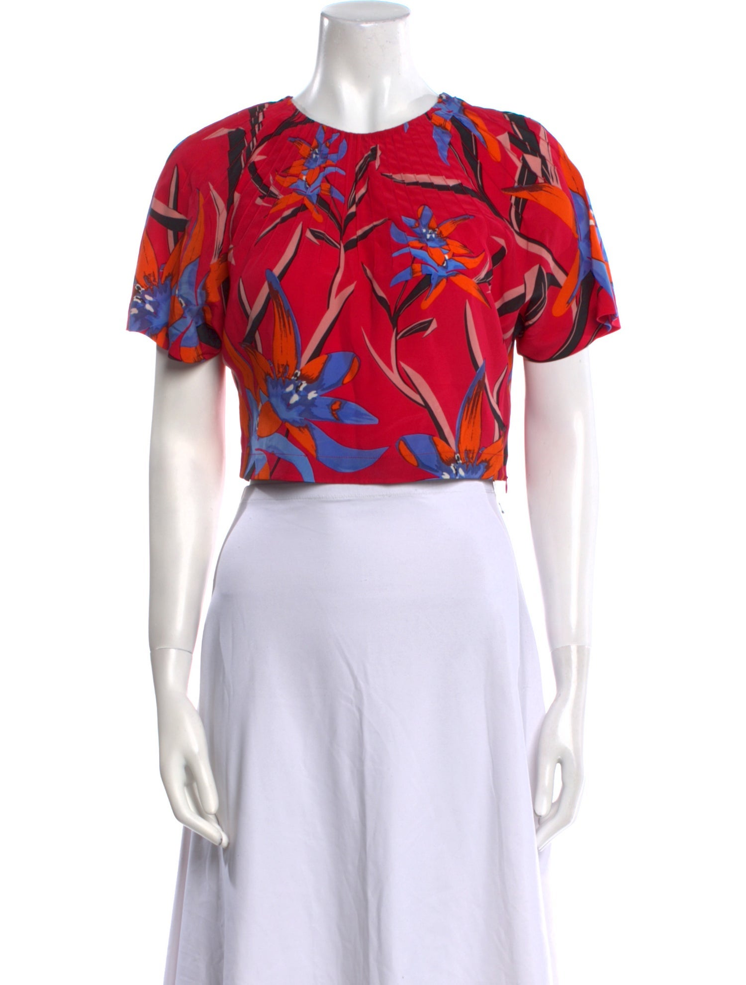 Diane von Furstenberg Silk Floral Print Crop Top