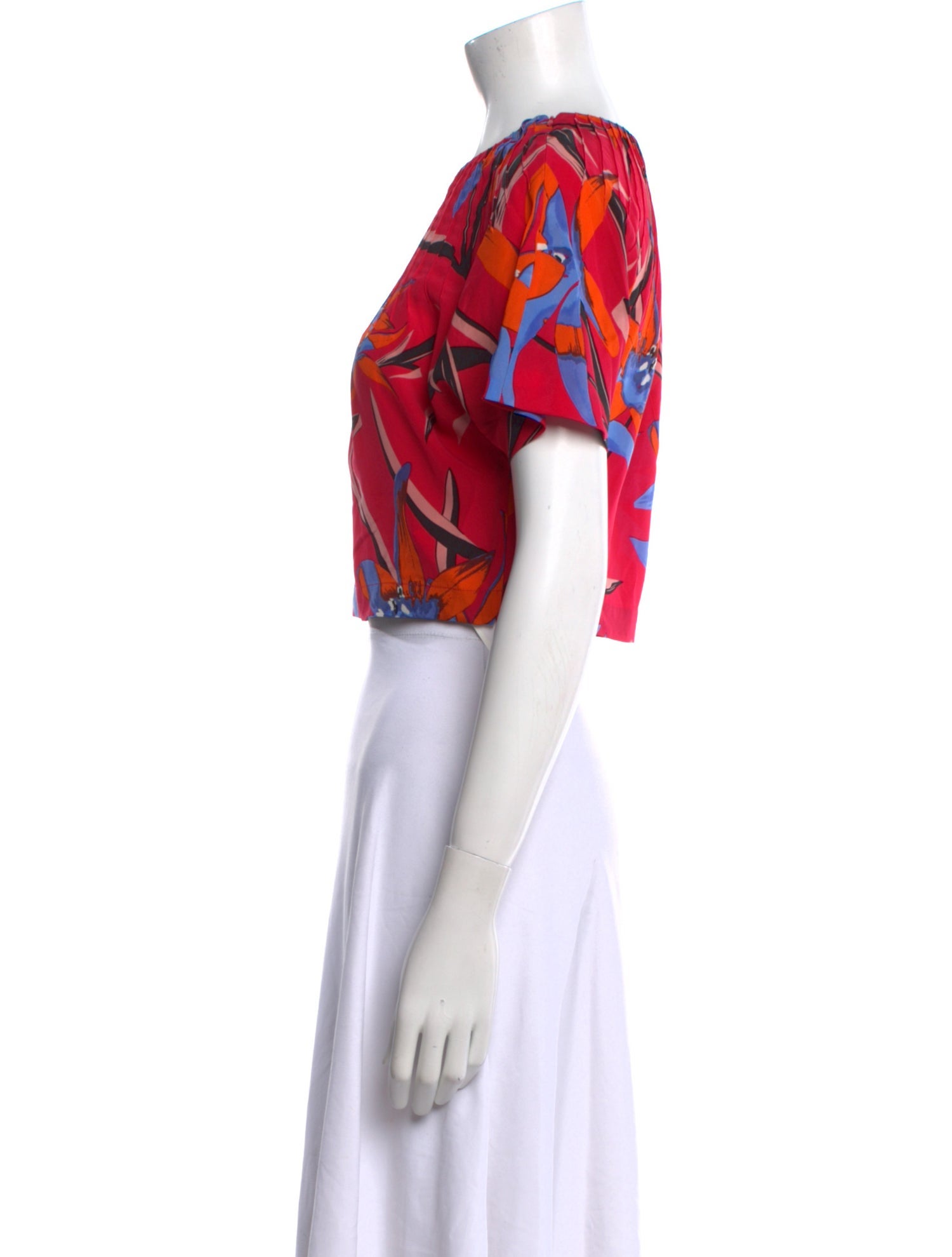 Diane von Furstenberg Silk Floral Print Crop Top