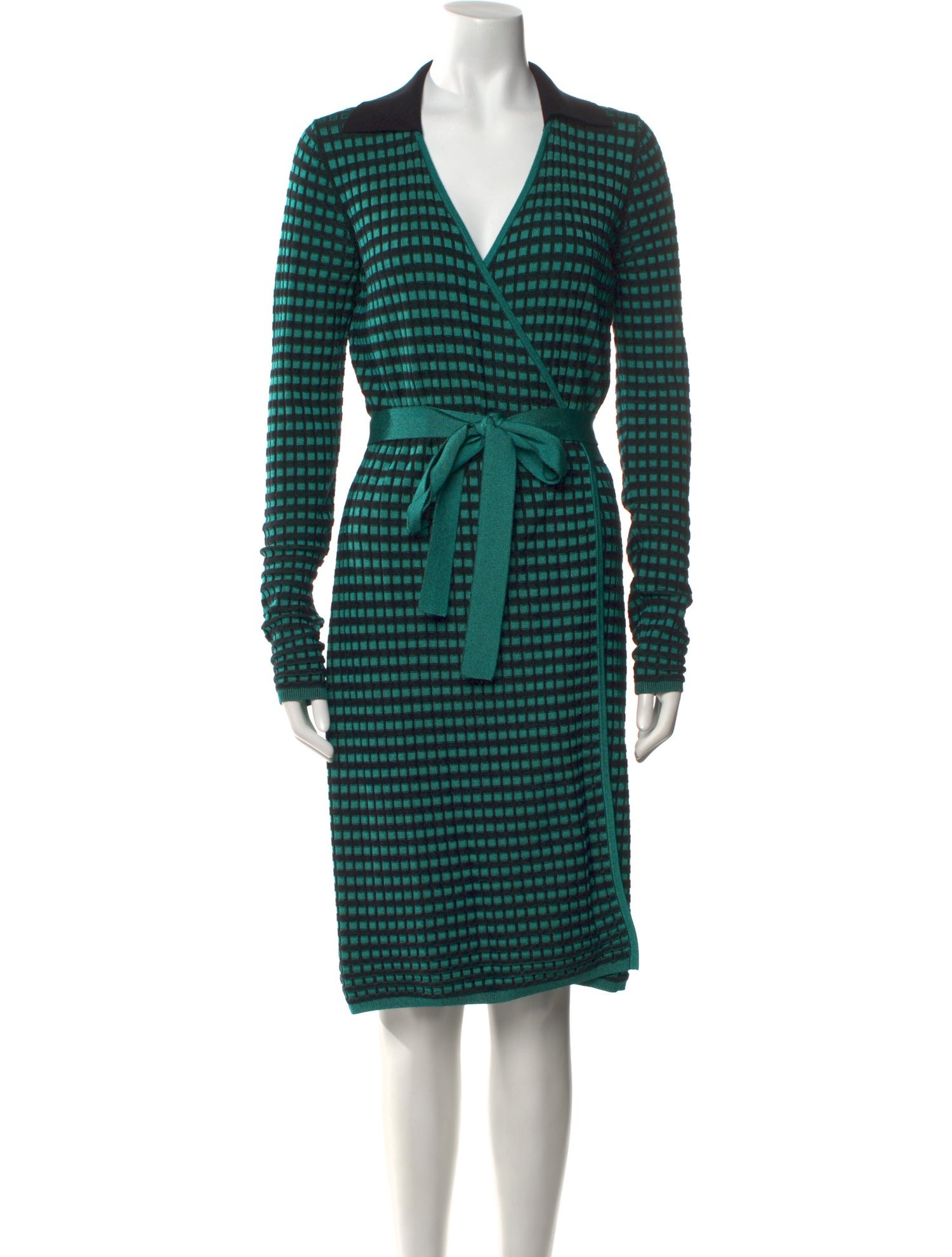 Diane von Furstenberg Plaid Print Knee-Length Dress