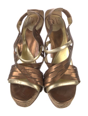 Diane von Furstenberg Leather Lasercut Accents Slingback Sandals