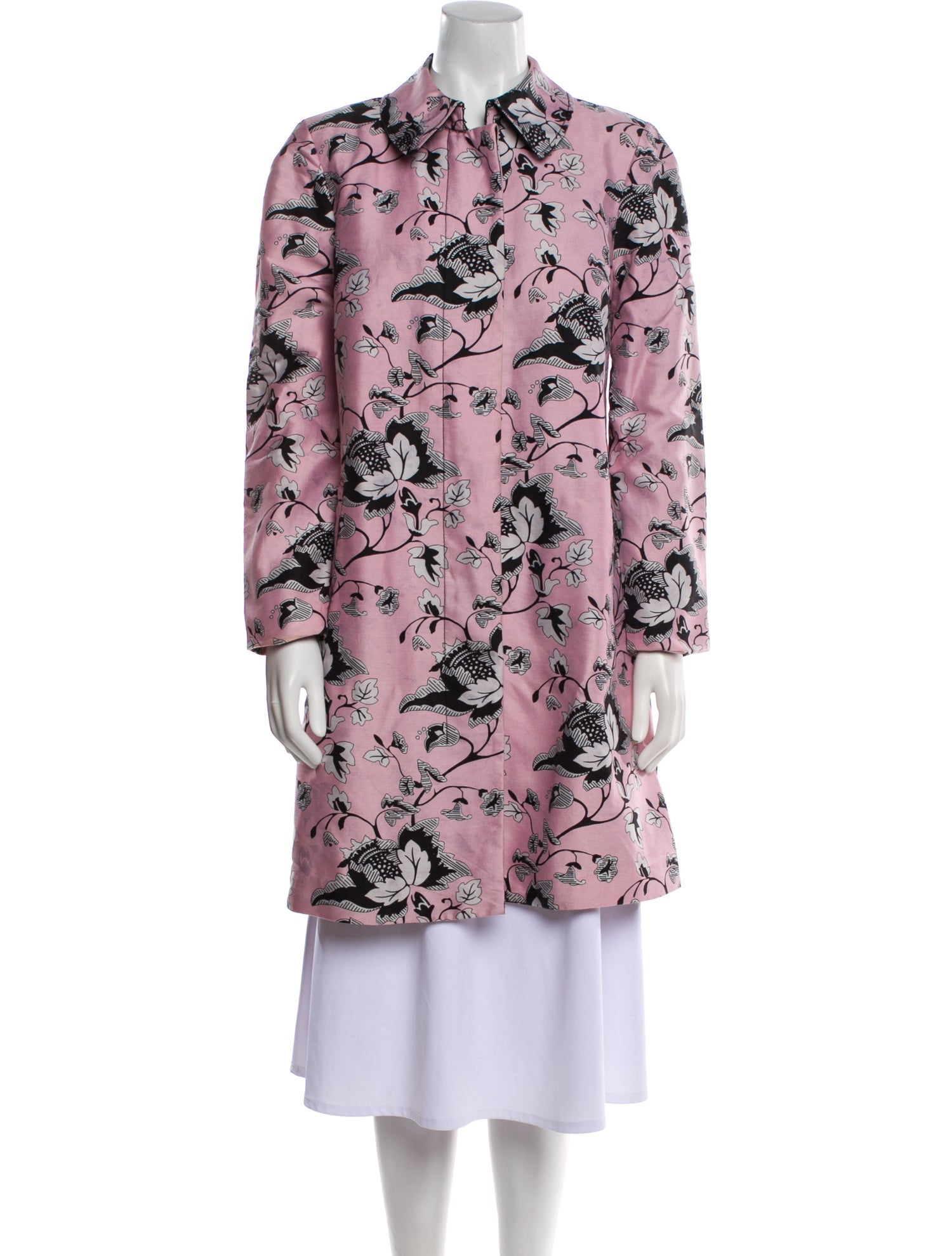 Diane von Furstenberg Wool Floral Print Trench Coat