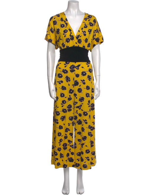 Diane von Furstenberg Silk Floral Print Jumpsuit
