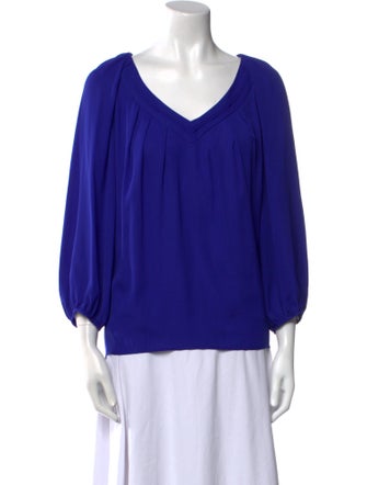 Diane von Furstenberg V-Neck Three-Quarter Sleeve Blouse