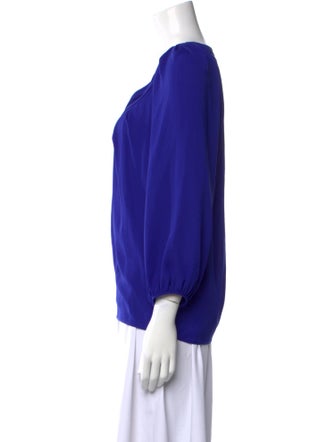 Diane von Furstenberg V-Neck Three-Quarter Sleeve Blouse