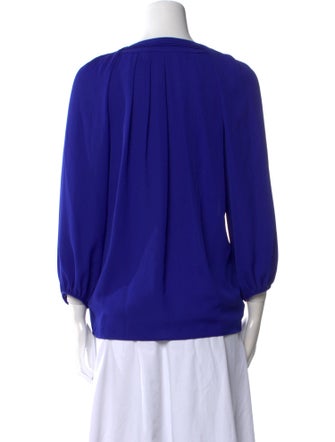 Diane von Furstenberg V-Neck Three-Quarter Sleeve Blouse