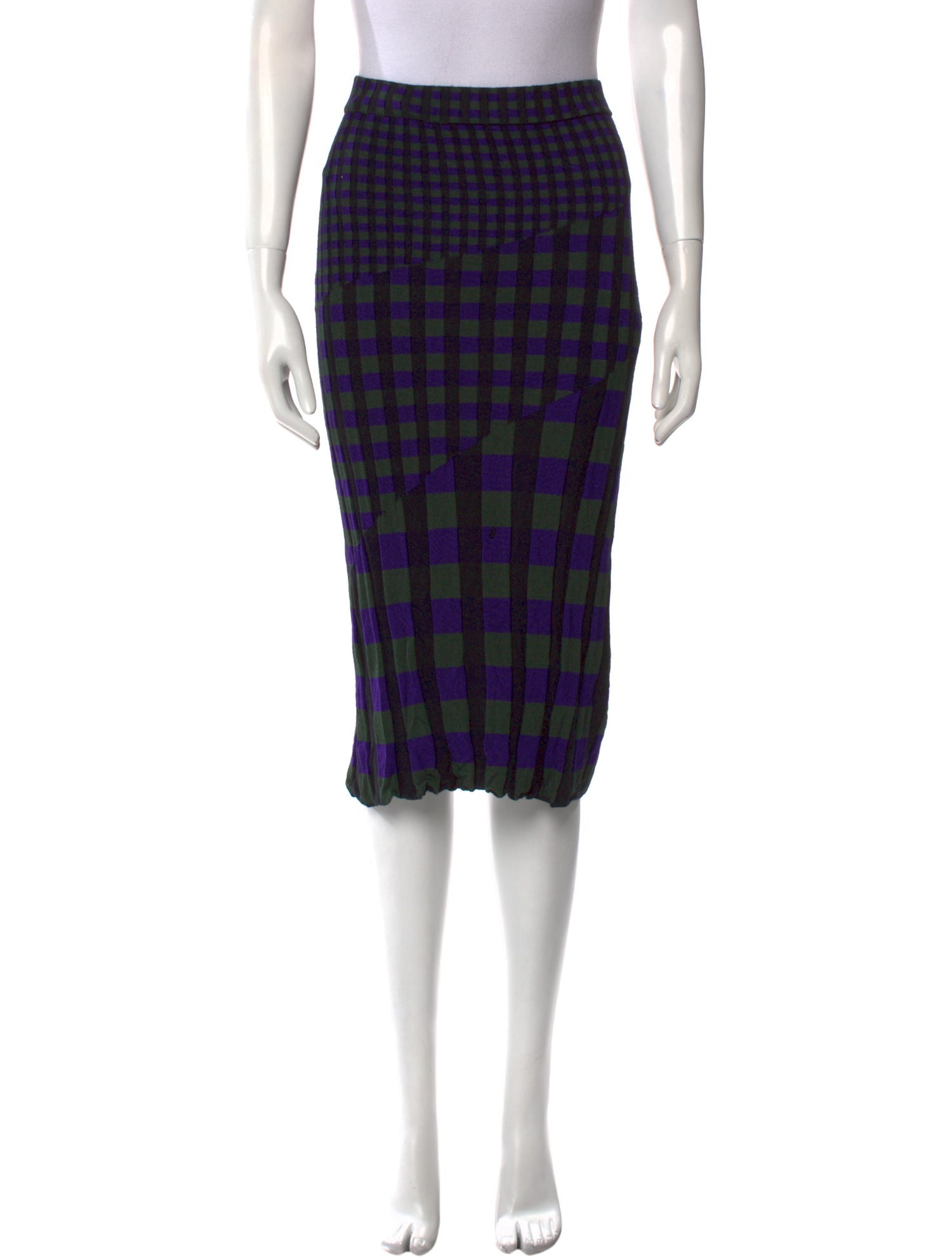 Diane von Furstenberg Plaid Print Knee-Length Skirt