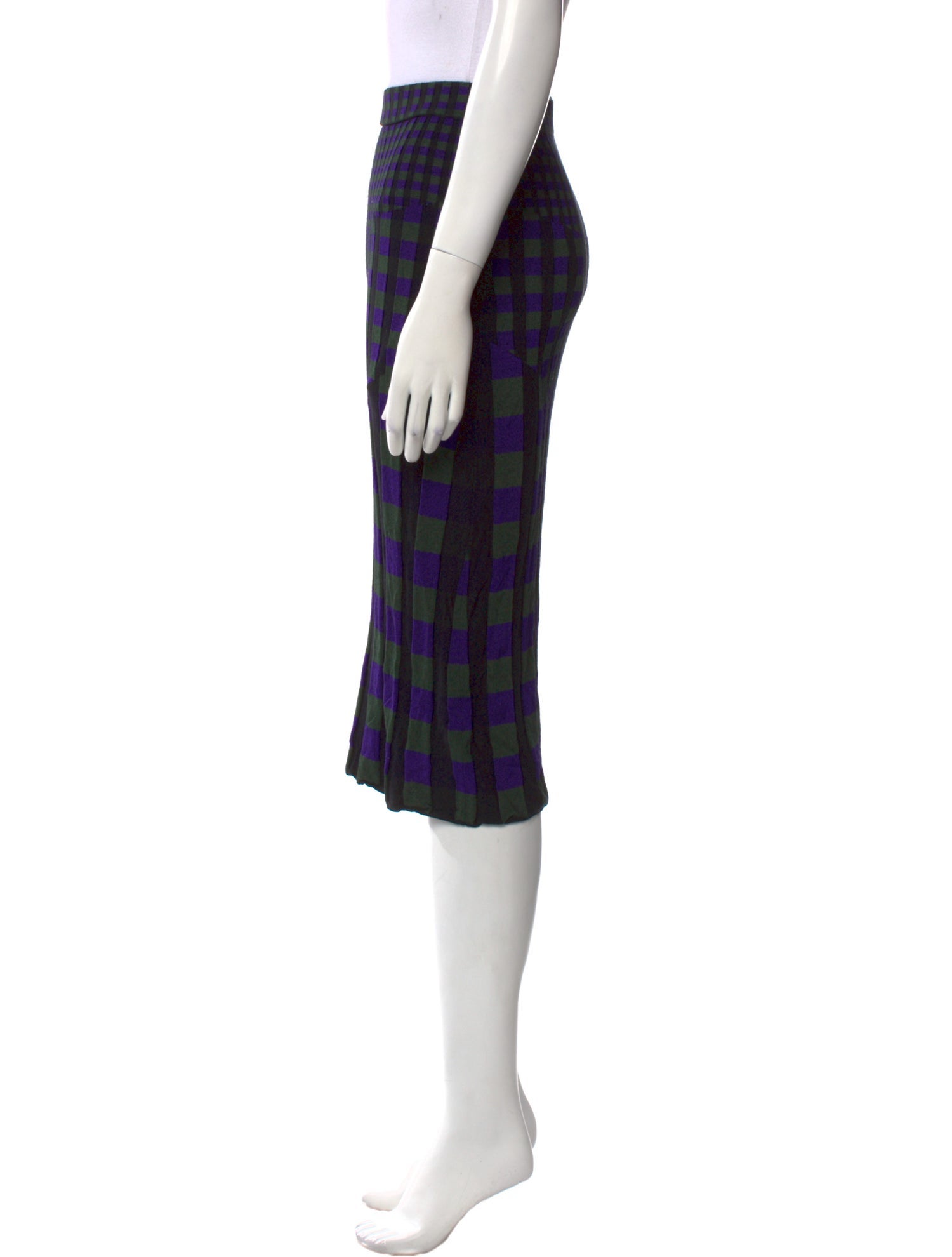 Diane von Furstenberg Plaid Print Knee-Length Skirt