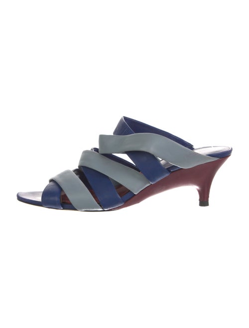 Diane von Furstenberg Leather Colorblock Pattern Slides