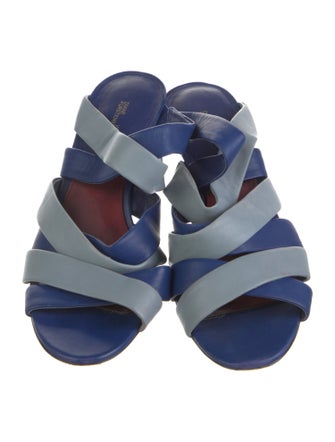 Diane von Furstenberg Leather Colorblock Pattern Slides