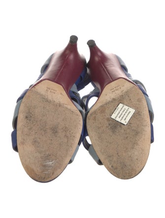 Diane von Furstenberg Leather Colorblock Pattern Slides