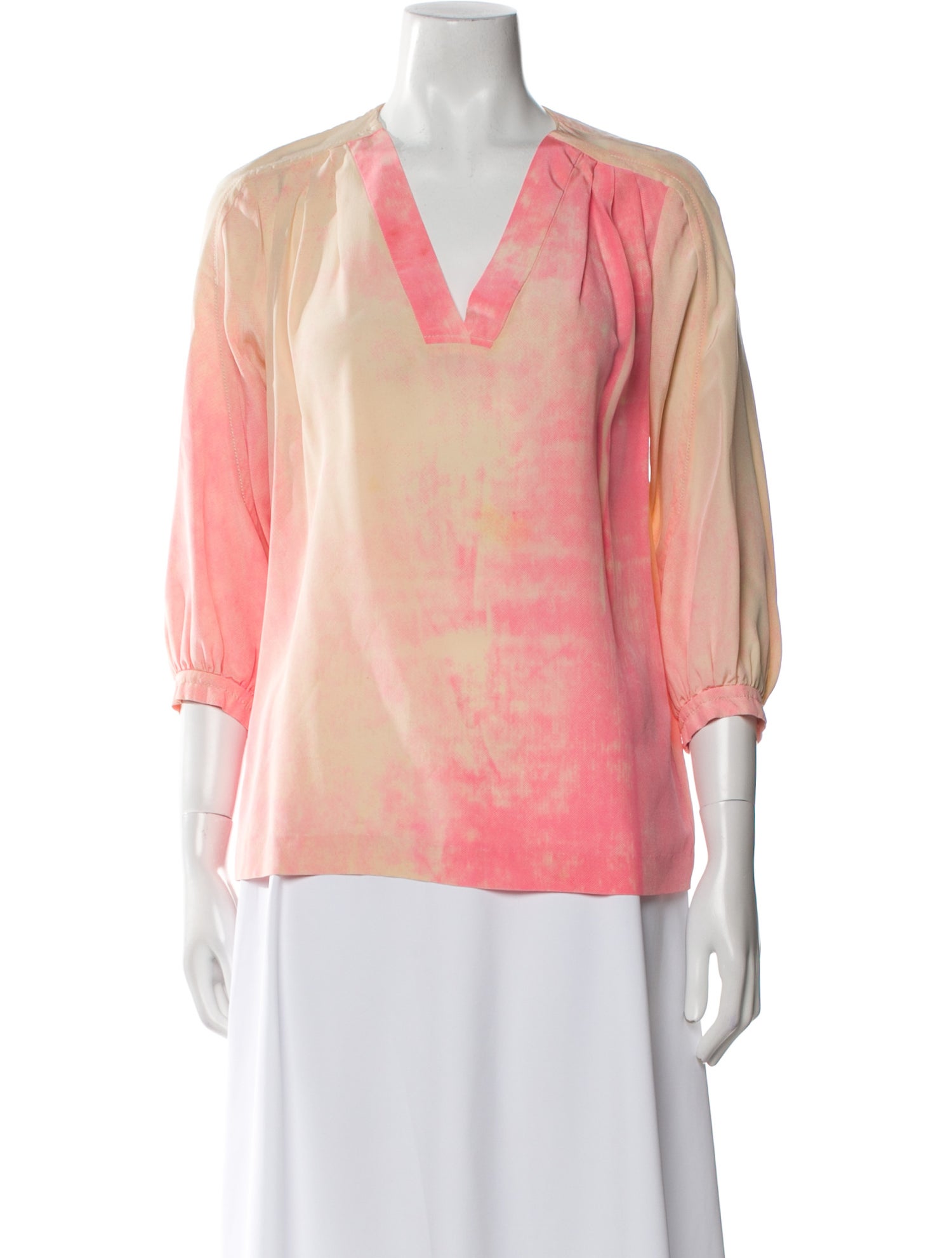 Diane von Furstenberg Silk Tie-Dye Print Blouse