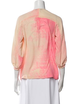 Diane von Furstenberg Silk Tie-Dye Print Blouse