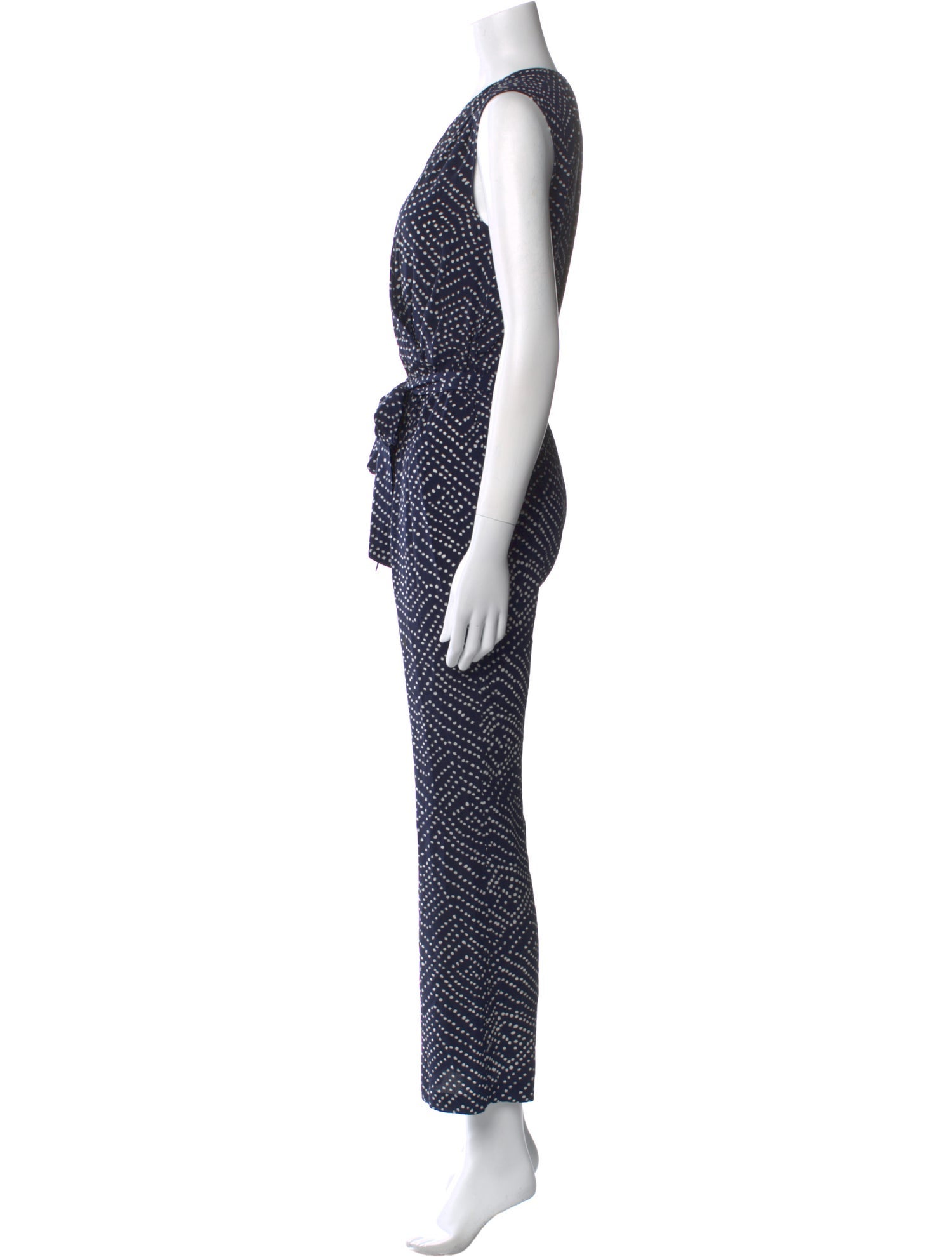 Diane von Furstenberg Silk Polka Dot Print Jumpsuit