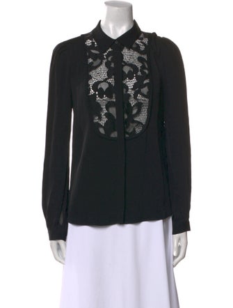Diane von Furstenberg Silk Long Sleeve Button-Up Top
