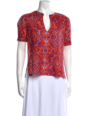 Diane von Furstenberg Printed V-Neck Blouse