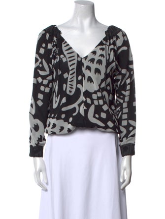 Diane von Furstenberg Printed V-Neck Crop Top