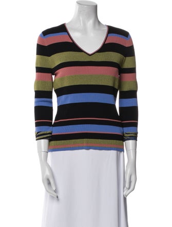 Diane von Furstenberg Striped V-Neck Top