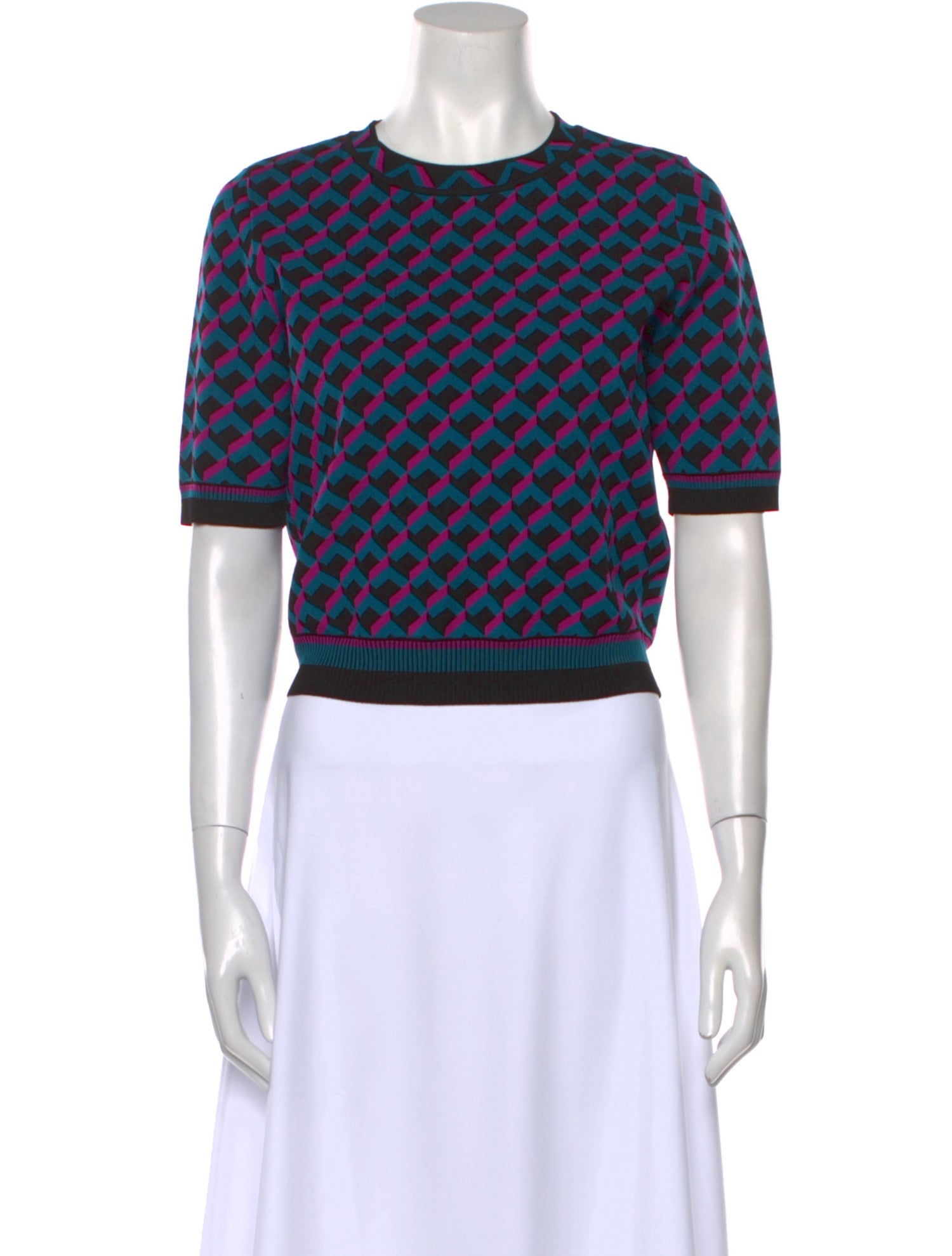 Diane von Furstenberg Printed Crew Neck Sweater