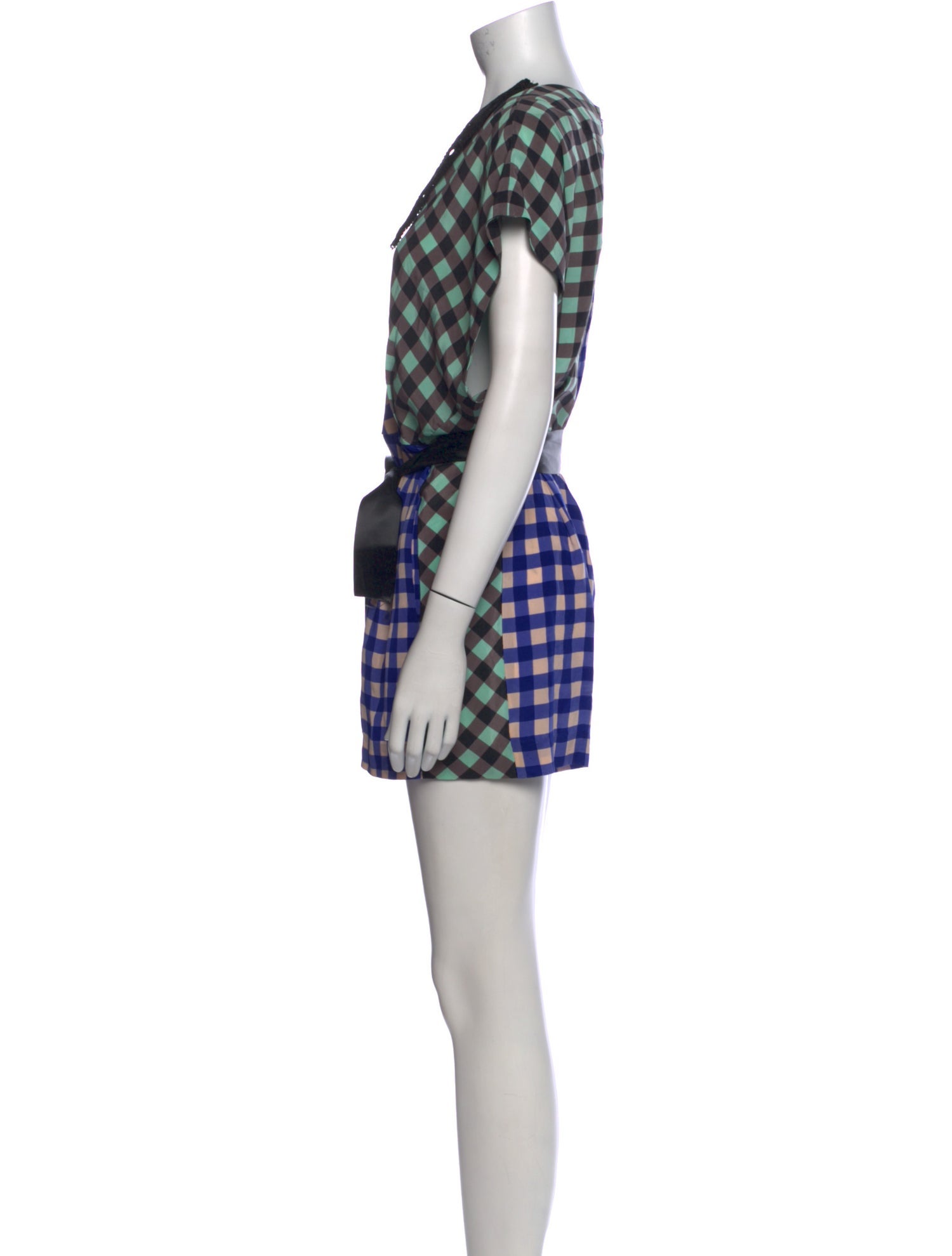 Diane von Furstenberg Silk Plaid Print Romper