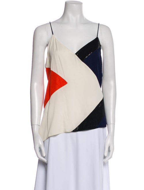 Diane von Furstenberg Silk Colorblock Pattern Top