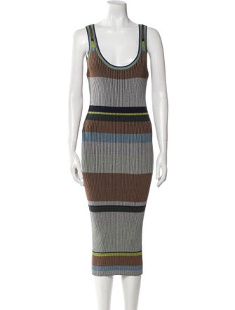 Diane von Furstenberg Striped Midi Length Dress