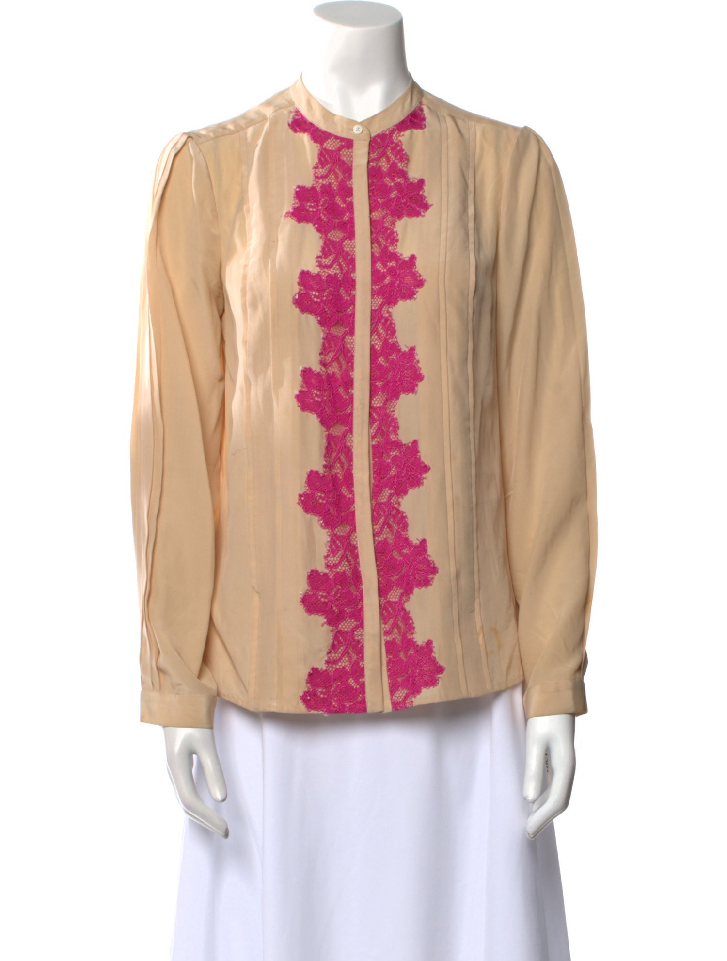 Diane von Furstenberg Printed Mock Neck Button-Up Top